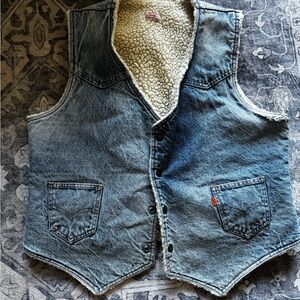 Levi's Blue Denim Vest with Cream Sherpa Lining